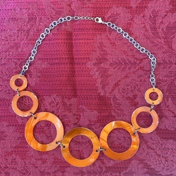 Orange Circles Necklace and Earring Set - Picture 3 of 4